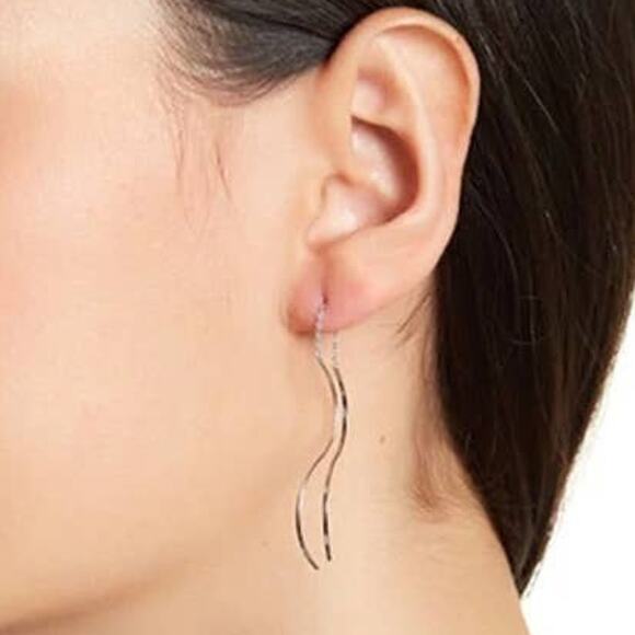 Silver Adjustable Wire Chain Threader Fashion Earrings ~ RETAIL $125 - Picture 2 of 7